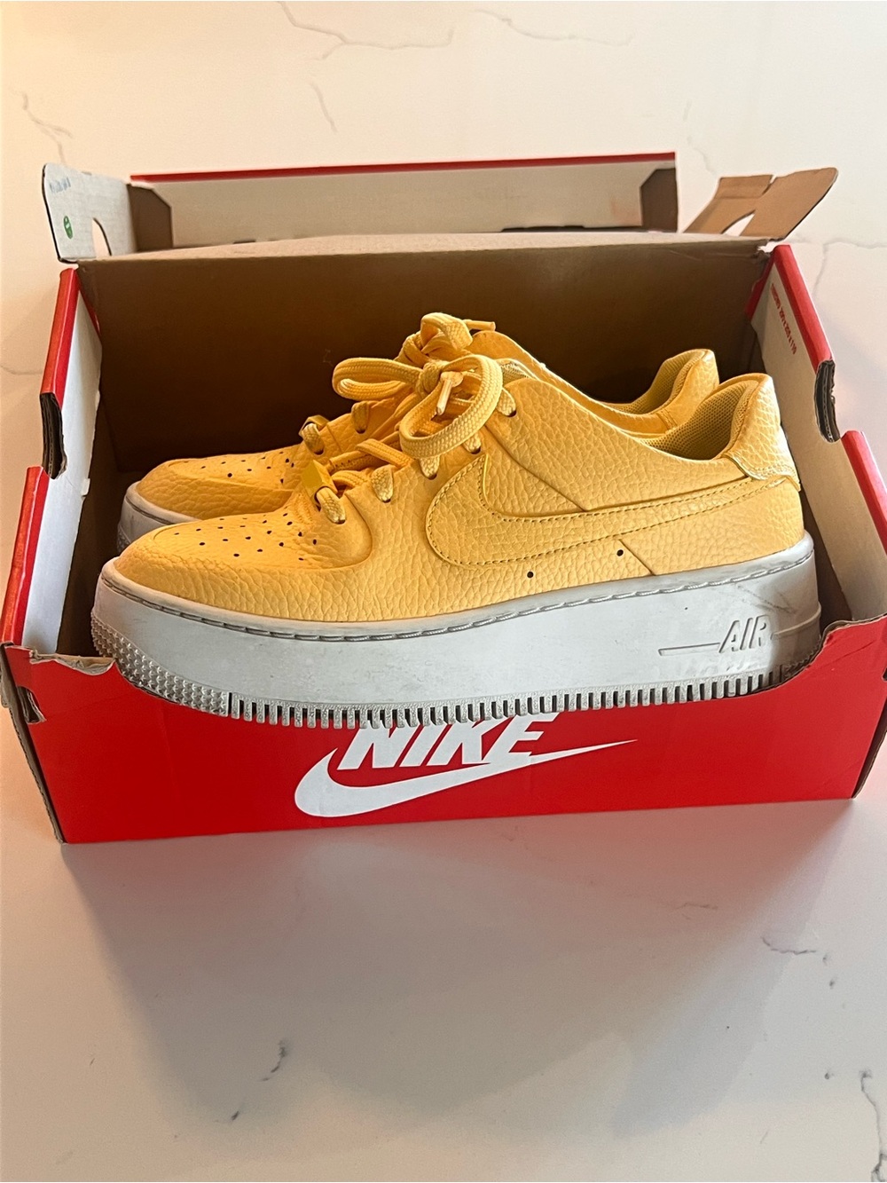 Nike Yellow Leather Platform Sneakers
